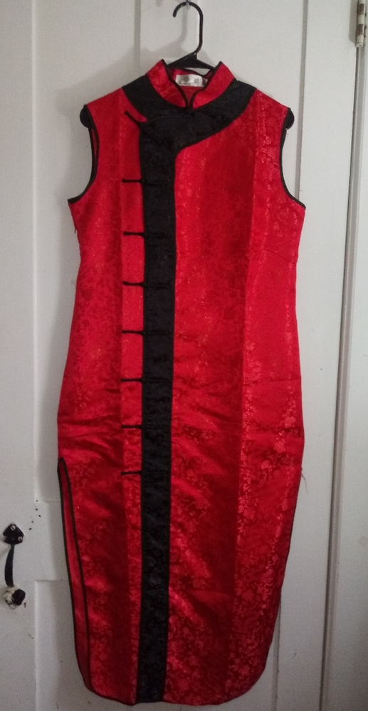 Manderin Style Collar Satin Dress
